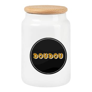 Doudou - Boîte à biscuits avec couvercle en bois - blanc - Devant
