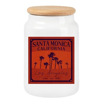 Santa Monica Vintage Design – LA Vibes - Cookie Jar with Wooden Lid - white - Front