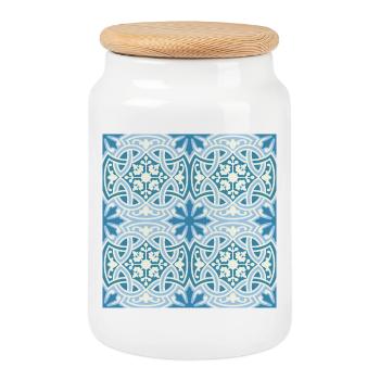 Andalusian Tiles 14 - Cookie Jar with Wooden Lid - white - Front