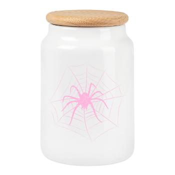 Spinne im Netz Halloween - Keksdose mit Holzdeckel - Weiß - Vorne