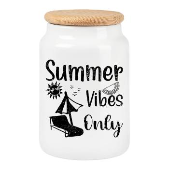 Please upload the design image for analysis - Cookie Jar with Wooden Lid - white - Front