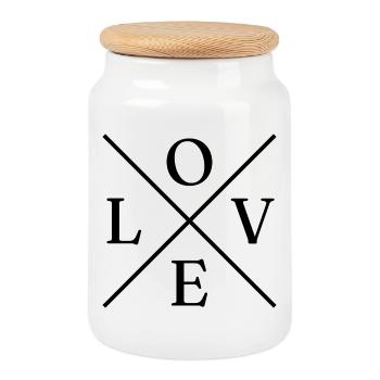 Love - Keksdose mit Holzdeckel - Weiß - Vorne