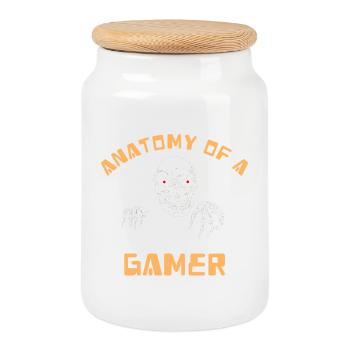 Anatomy Of A Gamer Skeleton Hand Funny - Cookie Jar with Wooden Lid - white - Front
