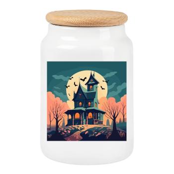 Haunted House - Keksdose mit Holzdeckel - Weiß - Vorne