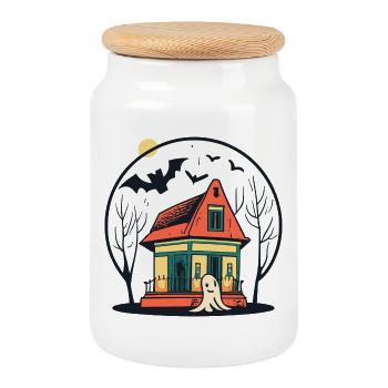 Haunted House Ghost - Keksdose mit Holzdeckel - Weiß - Vorne