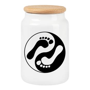 barfuß natural runners yin yang - Keksdose mit Holzdeckel - Weiß - Vorne