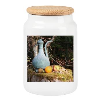 Copper pot in the Black Forest - Cookie Jar with Wooden Lid - white - Front
