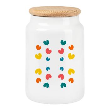 CHRISTMAS. YEAR. ANNIVERSARY. RETIREMENT. FEAST. HEART. - Cookie Jar with Wooden Lid - white - Front
