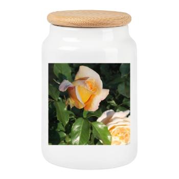 Bouton de rose délicat - Boîte à biscuits avec couvercle en bois - blanc - Devant