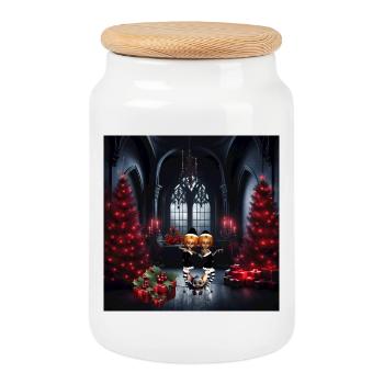 Les petits lutins noirs célèbrent Noël - Boîte à biscuits avec couvercle en bois - blanc - Devant