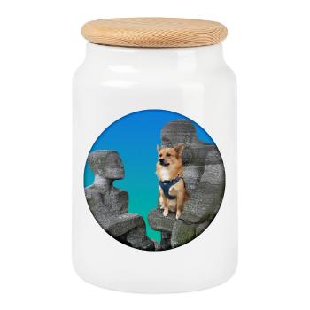 My Dog Is My Hero rund - Keksdose mit Holzdeckel - Weiß - Vorne