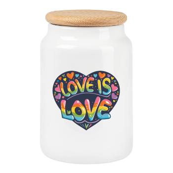 L’amour est l’amour - Boîte à biscuits avec couvercle en bois - blanc - Devant