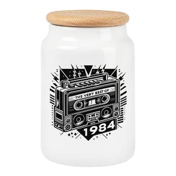Birthday Very Best Of 1984 Retro - Cookie Jar with Wooden Lid - white - Front
