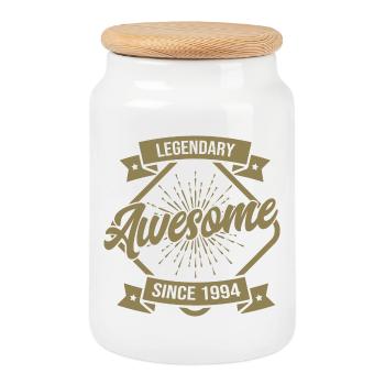 Birthday Vintage 1994 Legendary & Awesome - Cookie Jar with Wooden Lid - white - Front