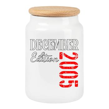 21st BIRTHDAY DECEMBER 2005 EDITION - Cookie Jar with Wooden Lid - white - Front
