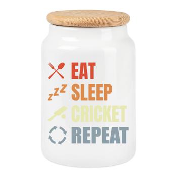Manger Sommeil Cricket Répéter - Boîte à biscuits avec couvercle en bois - blanc - Devant