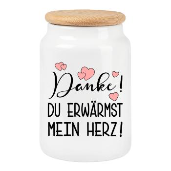 DANKE SPRÜCHE - DANKBARKEIT AUSDRÜCKEN - Keksdose mit Holzdeckel - Weiß - Vorne