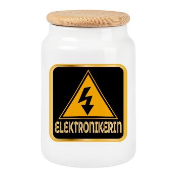 ELEKTRONIKERIN - AUSBILDUNG BERUFE - Keksdose mit Holzdeckel - Weiß - Vorne