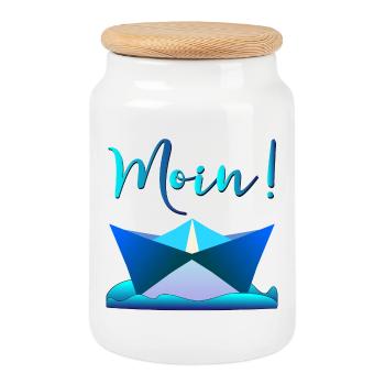 BATEAU EN PAPIER - MOIN BIENVENUE ALLEMAGNE DU NORD - Boîte à biscuits avec couvercle en bois - blanc - Devant