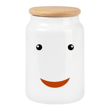 Visage de clown vintage pour costumes - Boîte à biscuits avec couvercle en bois - blanc - Devant