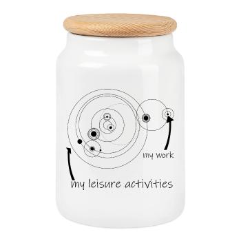 life & work circles (black) - Cookie Jar with Wooden Lid - white - Front