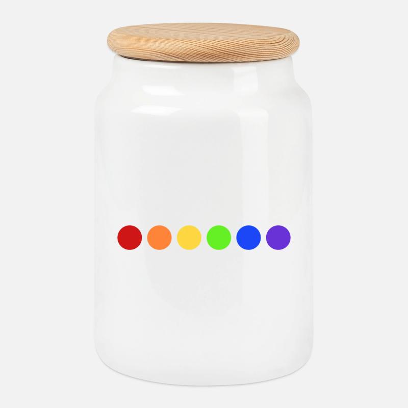 Regenbogen Farbkreise - Keksdose mit Holzdeckel - Weiß