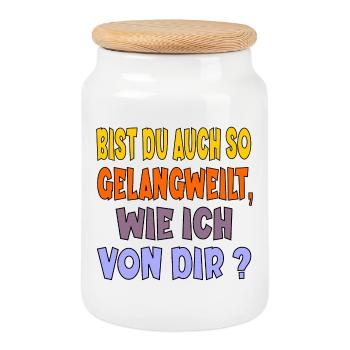 LANGEWEILE - Keksdose mit Holzdeckel - Weiß - Vorne