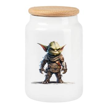 Goblin Leader Fantasy RPG Shirt - Cookie Jar with Wooden Lid - white - Front