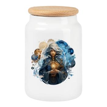 Magicien dans le t-shirt RPG fantastique Vortex du Temps - Boîte à biscuits avec couvercle en bois - blanc - Devant