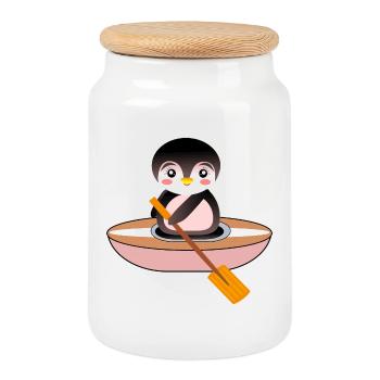 PENGUIN - HOBBY WATER SPORTS - CANOE KAYAK - Cookie Jar with Wooden Lid - white - Front