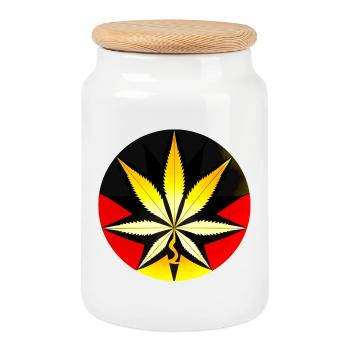Green Wave 2024 - Cookie Jar with Wooden Lid - white - Front
