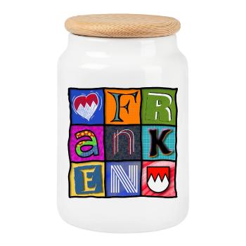 Franken - Pop-Art - Poster - Keksdose mit Holzdeckel - Weiß - Vorne