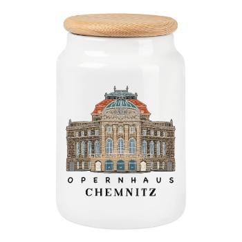 Opernhaus Chemnitz Deutschland Zeichnung - Keksdose mit Holzdeckel - Weiß - Vorne