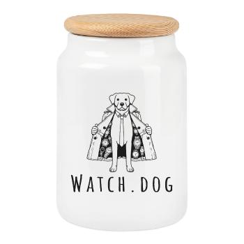 watch dog uhren hunde tiere wortspiel - Keksdose mit Holzdeckel - Weiß - Vorne