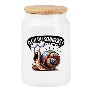 Ach du Schneck wortspiel lustig ach du Schreck - Keksdose mit Holzdeckel - Weiß - Vorne