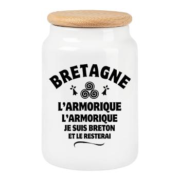Bretagne, Breton, Armorique - Boîte à biscuits avec couvercle en bois - blanc - Devant