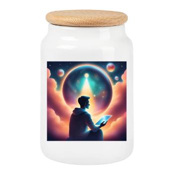 Prédire le futur méditation - Boîte à biscuits avec couvercle en bois - blanc - Devant