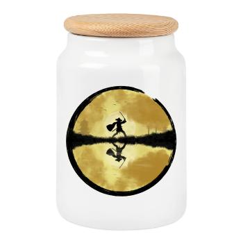 Samurai - Keksdose mit Holzdeckel - Weiß - Vorne