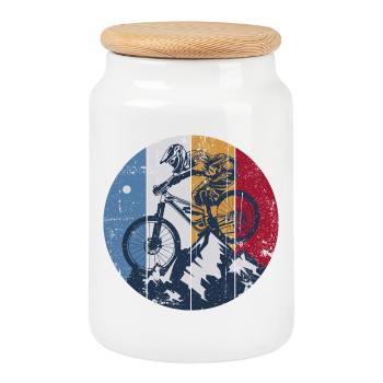 Graphique du cercle Ridge MTB - Boîte à biscuits avec couvercle en bois - blanc - Devant