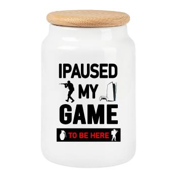 Gaming Console and Controller Graphic Design - Cookie Jar with Wooden Lid - white - Front
