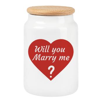Will you marry me? - Cookie Jar with Wooden Lid - white - Front