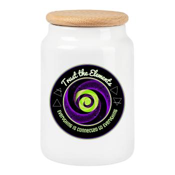 Unité en spirale des éléments - Boîte à biscuits avec couvercle en bois - blanc - Devant