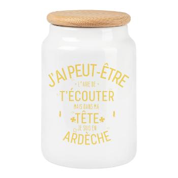 Dans ma Tête je suis En Ardèche - Boîte à biscuits avec couvercle en bois - blanc - Devant
