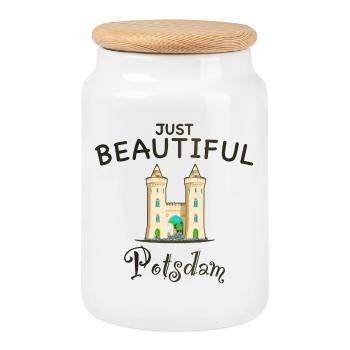 Potsdam, Nauener Tor, Germany Drawing - Cookie Jar with Wooden Lid - white - Front