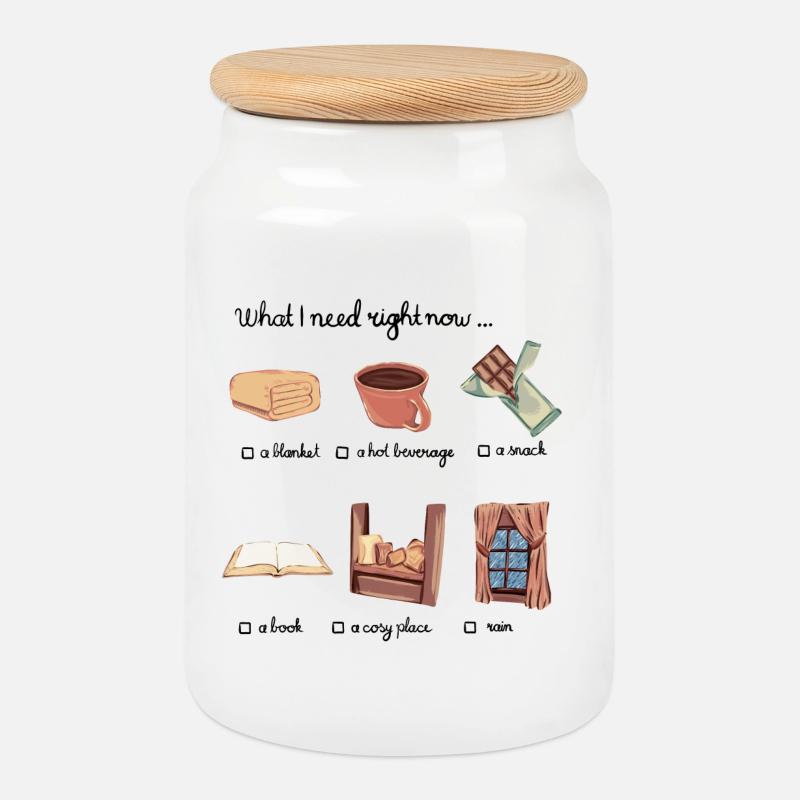What I need right now... - Cookie Jar with Wooden Lid - white