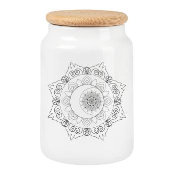 Mandala - Keksdose mit Holzdeckel - Weiß - Vorne