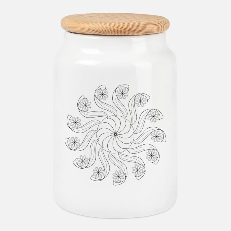 Mandala Karusell - Keksdose mit Holzdeckel - Weiß