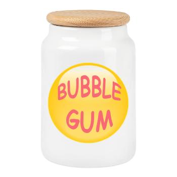 bubble gum - Cookie Jar with Wooden Lid - white - Front