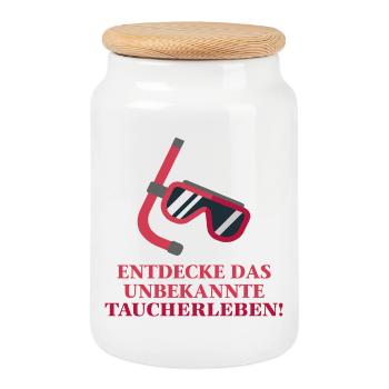 Entdecke das unbekannte Taucherleben Geschenk - Keksdose mit Holzdeckel - Weiß - Vorne