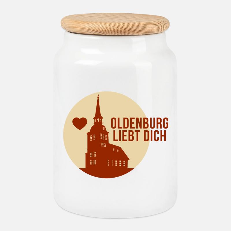 Oldenburg liebt dich - Keksdose mit Holzdeckel - Weiß